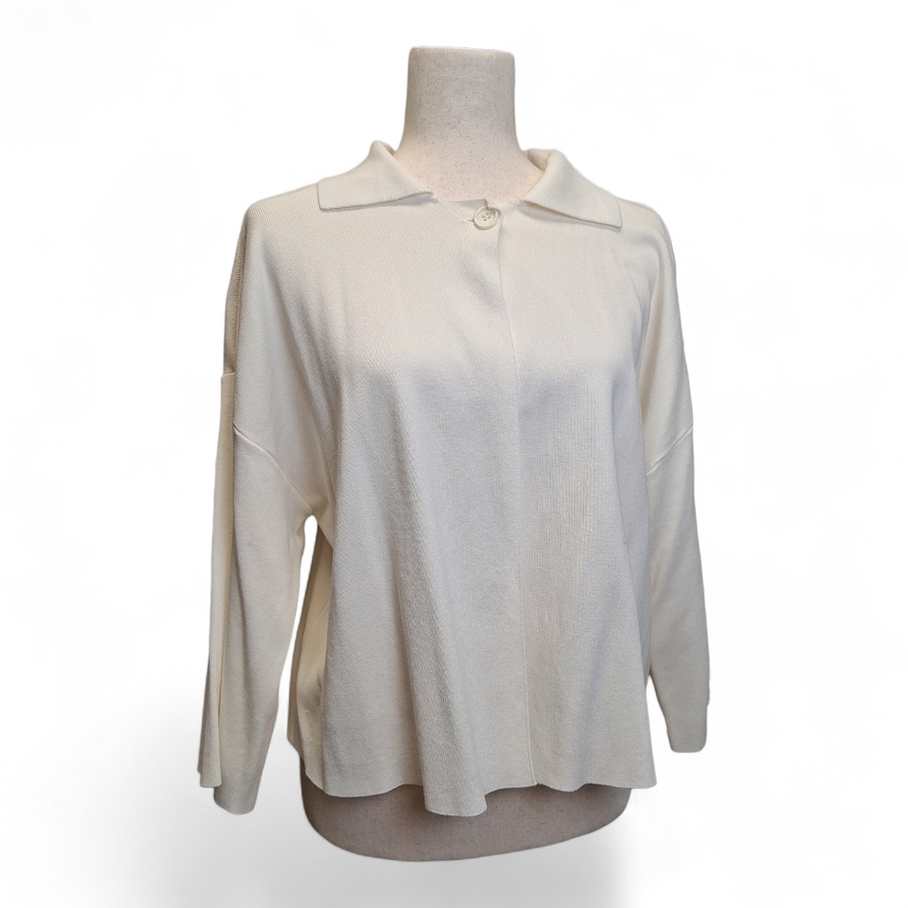 Halogen Women's Ivory Top Button Cardigan Sweater M
